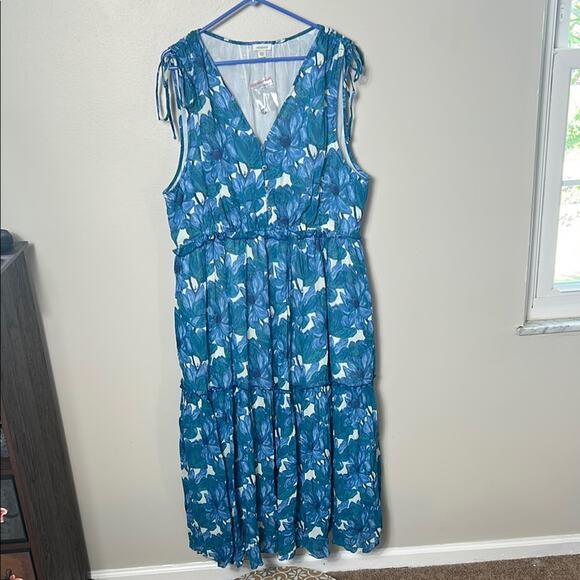 NEW Sundance periwinkle floral Maren Meadow sleeveless tiered dress - Picture 5 of 15